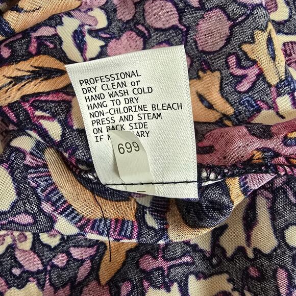 Rachel Zoe Floral Popover Top 3/4 Notch Neck Purple Orange Boho Causal Flowy 1X - Picture 10 of 14